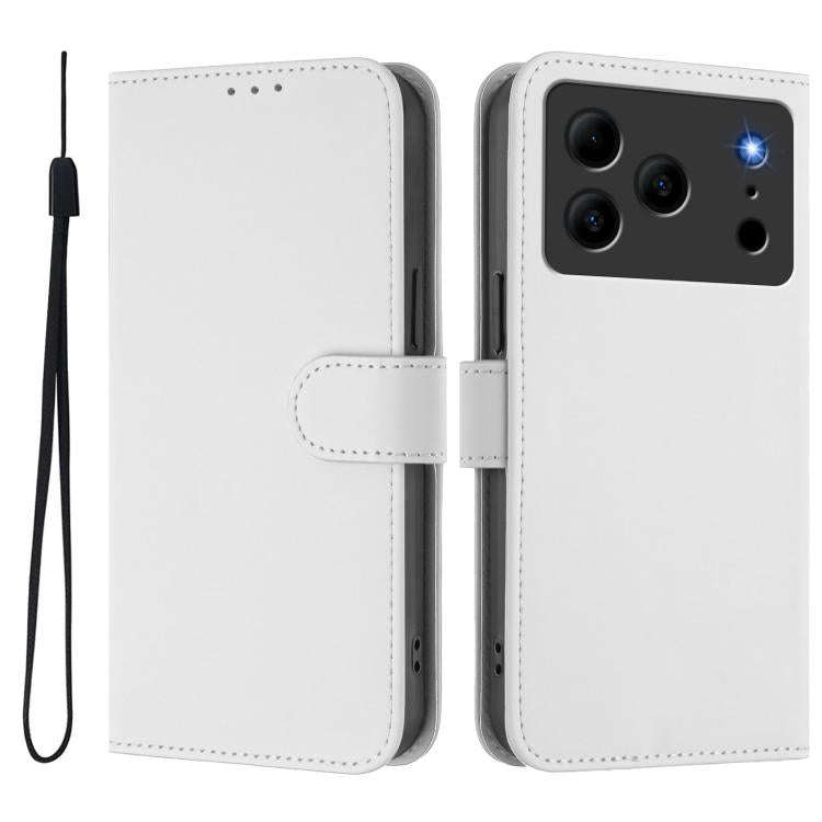For Doogee Note 56 / Note 56 Pro Skin Feel Solid Color Leather Phone Case with Lanyard(White)