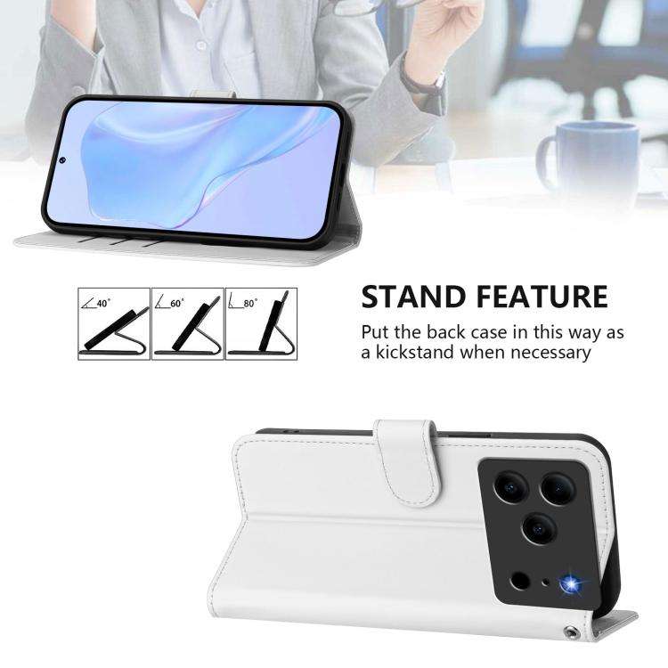 For Doogee Note 56 / Note 56 Pro Skin Feel Solid Color Leather Phone Case with Lanyard(White)