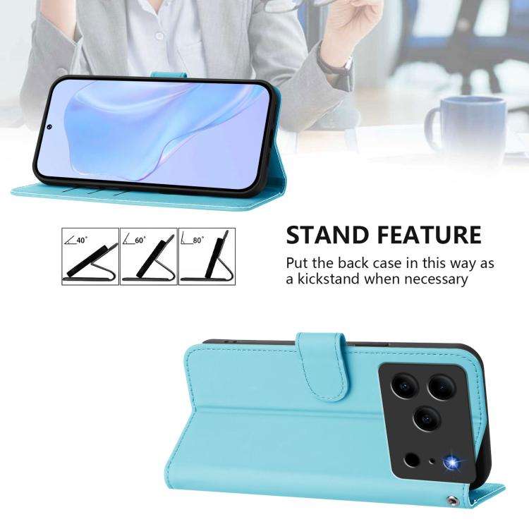For Doogee Note 56 / Note 56 Pro Skin Feel Solid Color Leather Phone Case with Lanyard(Sky Blue)
