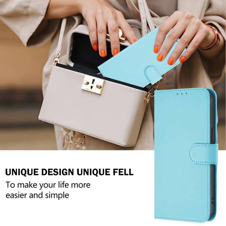 For Doogee Note 56 / Note 56 Pro Skin Feel Solid Color Leather Phone Case with Lanyard(Sky Blue)