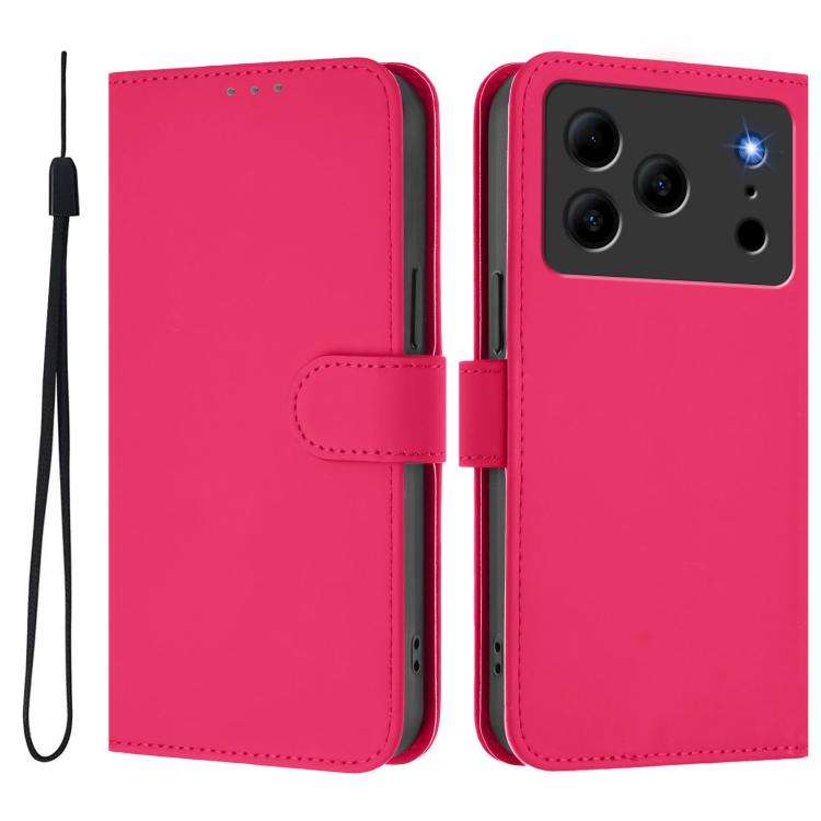 For Doogee Note 56 / Note 56 Pro Skin Feel Solid Color Leather Phone Case with Lanyard(Rose Red)