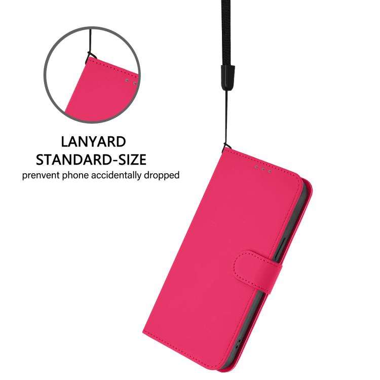For Doogee Note 56 / Note 56 Pro Skin Feel Solid Color Leather Phone Case with Lanyard(Rose Red)