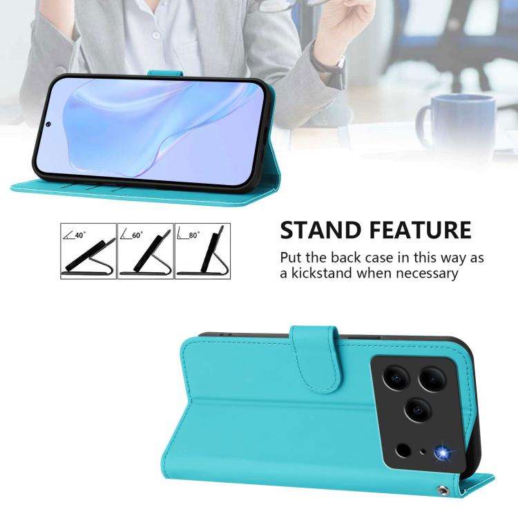 For Doogee Note 56 / Note 56 Pro Skin Feel Solid Color Leather Phone Case with Lanyard(Lake Blue)