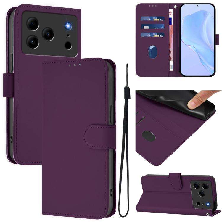 For Doogee Note 56 / Note 56 Pro Skin Feel Solid Color Leather Phone Case with Lanyard(Violet)