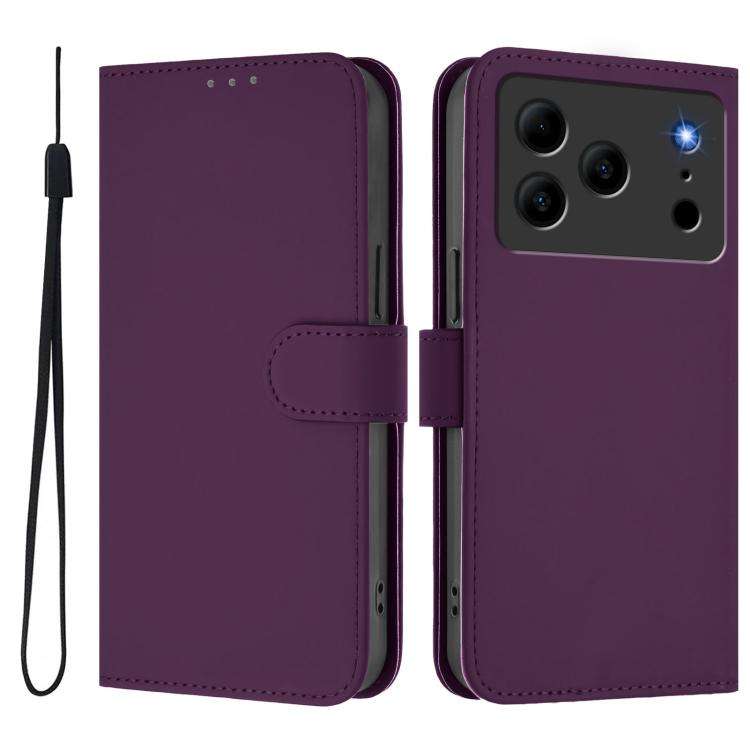 For Doogee Note 56 / Note 56 Pro Skin Feel Solid Color Leather Phone Case with Lanyard(Violet)