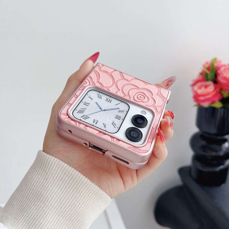 For Huawei nova Flip Camellia Plaid Fabric DIY PC Phone Case(White)