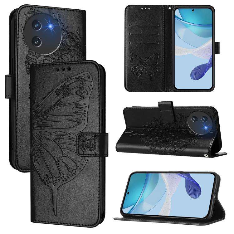 For Doogee Note 59 / Note 59 Pro Embossed Butterfly Leather Phone Case(Black)