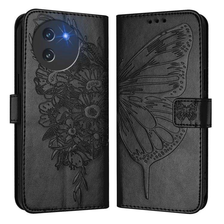 For Doogee Note 59 / Note 59 Pro Embossed Butterfly Leather Phone Case(Black)