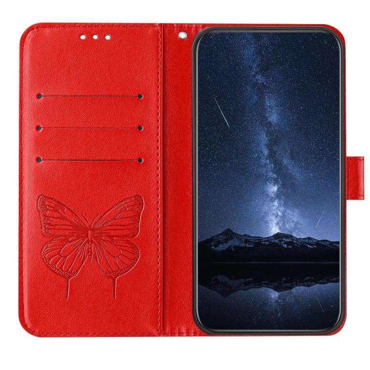 For Doogee Note 59 / Note 59 Pro Embossed Butterfly Leather Phone Case(Red)