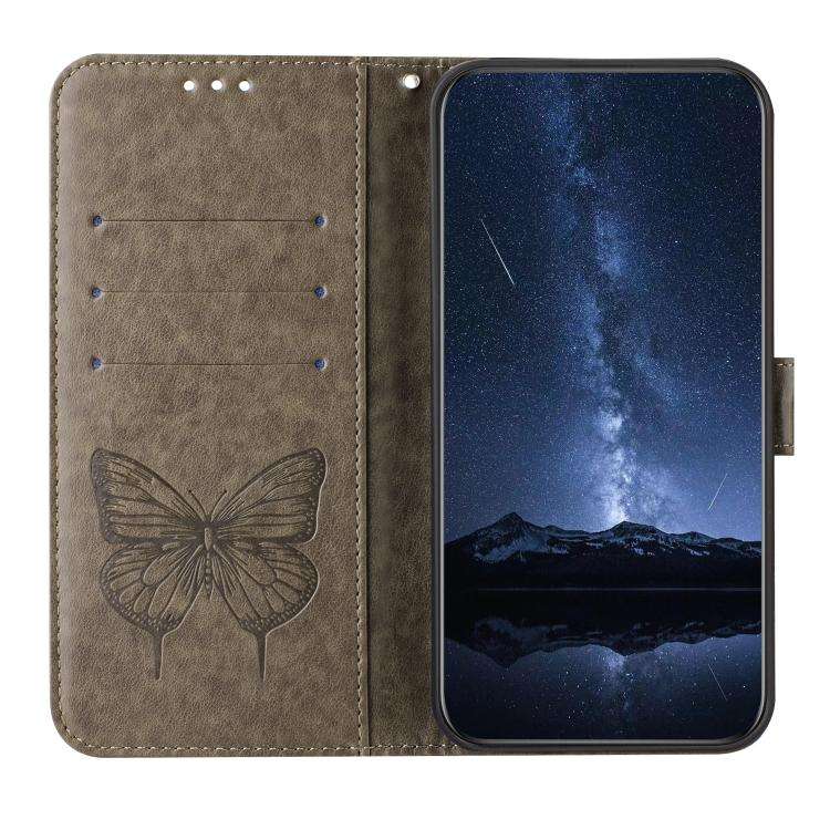 For Doogee Note 59 / Note 59 Pro Embossed Butterfly Leather Phone Case(Grey)