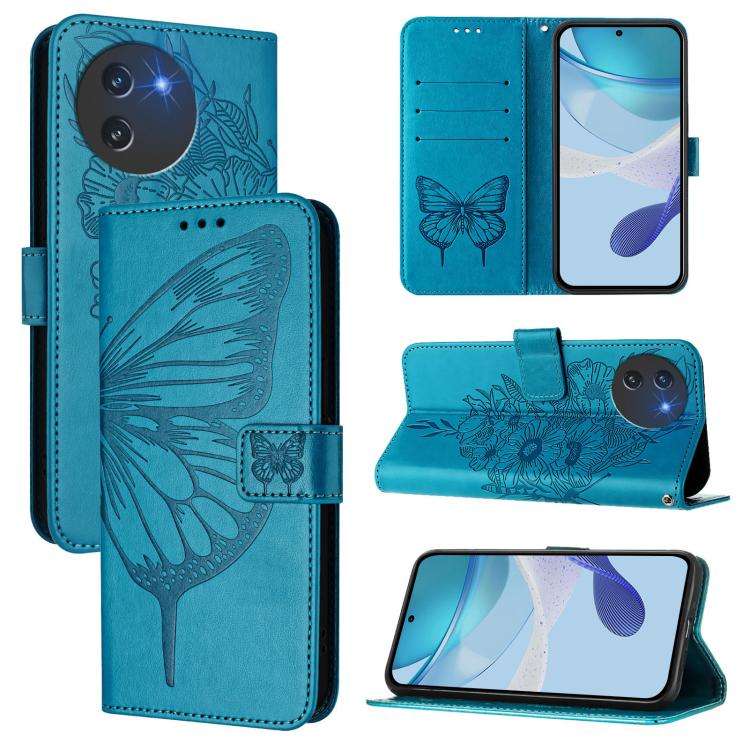 For Doogee Note 59 / Note 59 Pro Embossed Butterfly Leather Phone Case(Blue)