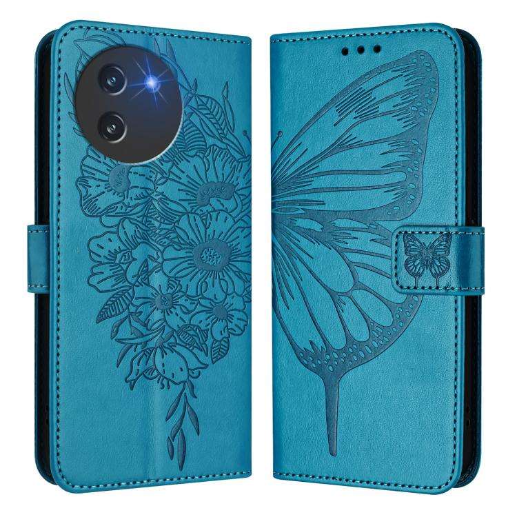 For Doogee Note 59 / Note 59 Pro Embossed Butterfly Leather Phone Case(Blue)