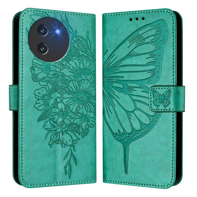 For Doogee Note 59 / Note 59 Pro Embossed Butterfly Leather Phone Case(Green)