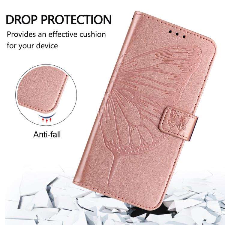 For Doogee Note 59 / Note 59 Pro Embossed Butterfly Leather Phone Case(Rose Gold)