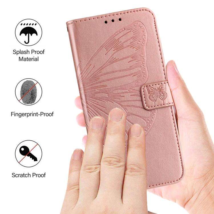 For Doogee Note 59 / Note 59 Pro Embossed Butterfly Leather Phone Case(Rose Gold)
