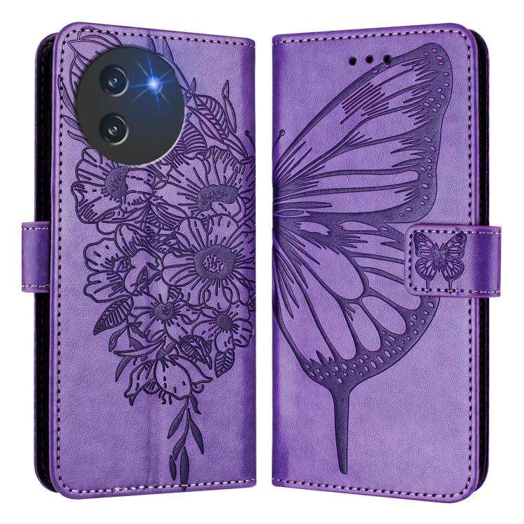 For Doogee Note 59 / Note 59 Pro Embossed Butterfly Leather Phone Case(Light Purple)