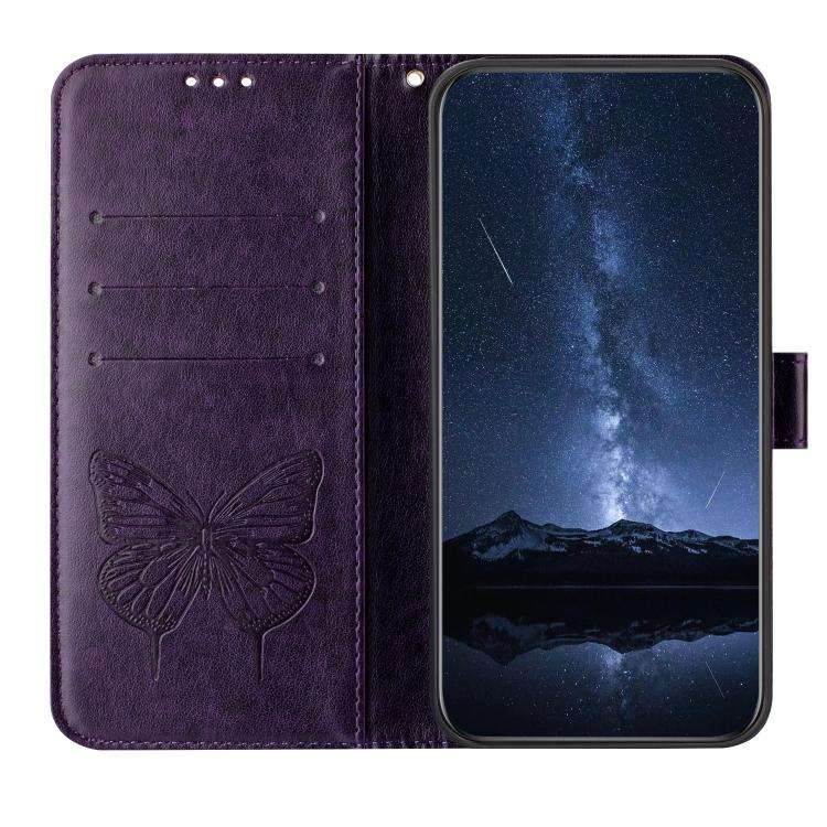 For Doogee Note 59 / Note 59 Pro Embossed Butterfly Leather Phone Case(Dark Purple)