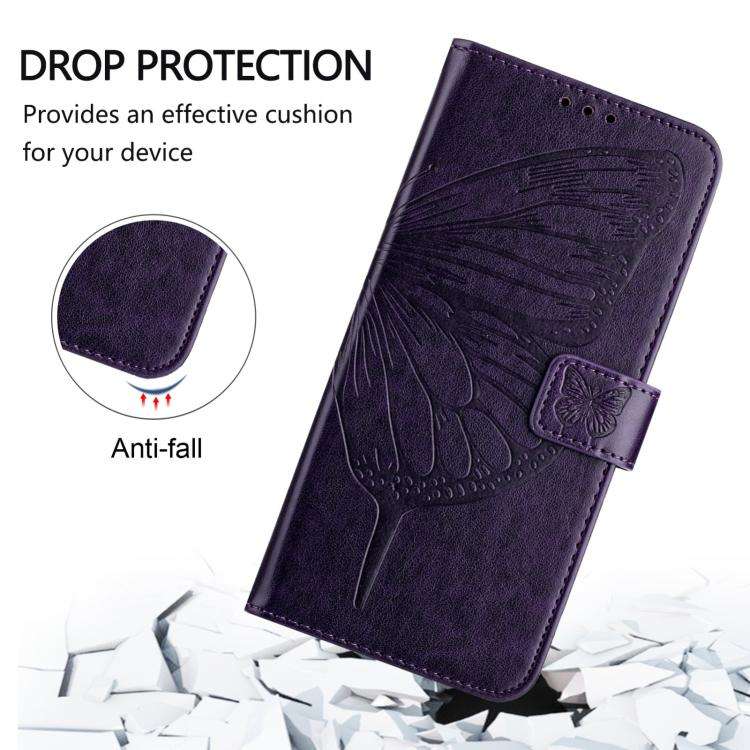 For Doogee Note 59 / Note 59 Pro Embossed Butterfly Leather Phone Case(Dark Purple)