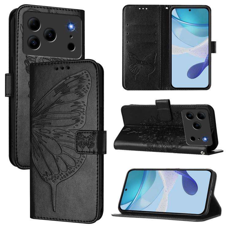 For Doogee Note 56 / Note 56 Pro Embossed Butterfly Leather Phone Case(Black)
