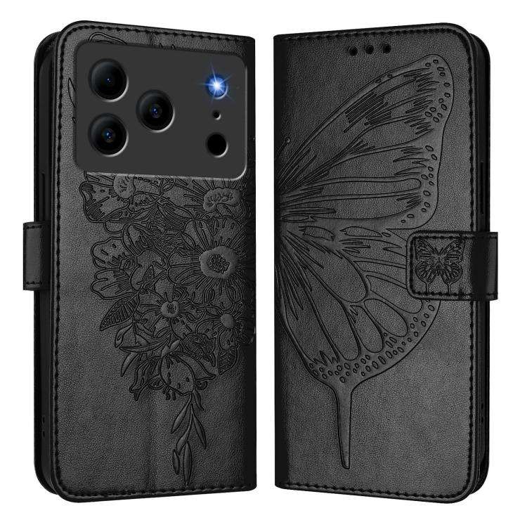For Doogee Note 56 / Note 56 Pro Embossed Butterfly Leather Phone Case(Black)