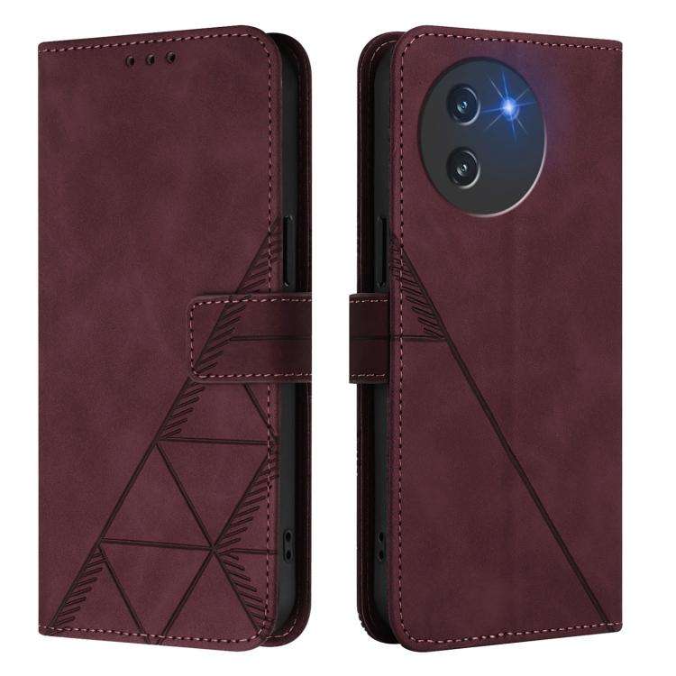 For Doogee Note 59 / Note 59 Pro Crossbody 3D Embossed Flip Leather Phone Case(Wine Red)