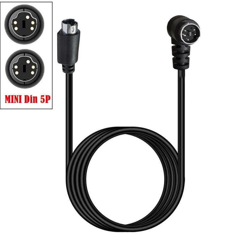 Mini DIN 5 Pin Core Audio / Video Cable, Length:1.8m(Straight to Elbow)