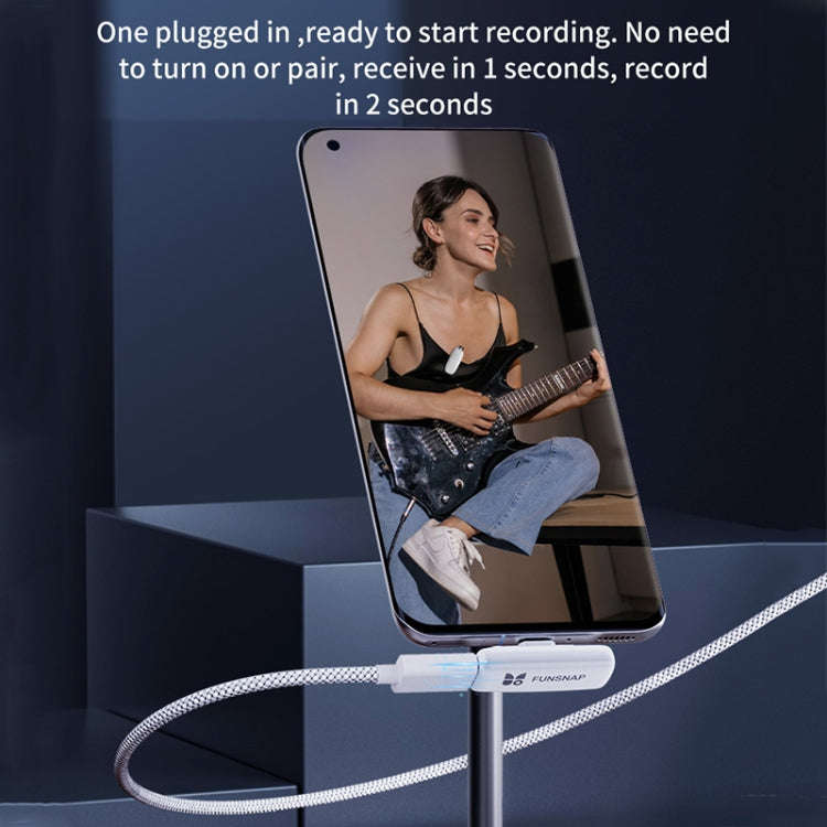 FUNSNAP M3 Digital Audio Wireless Microphone Mic Tok with Monitoring Earphones, Version:Type-C(Wh...
