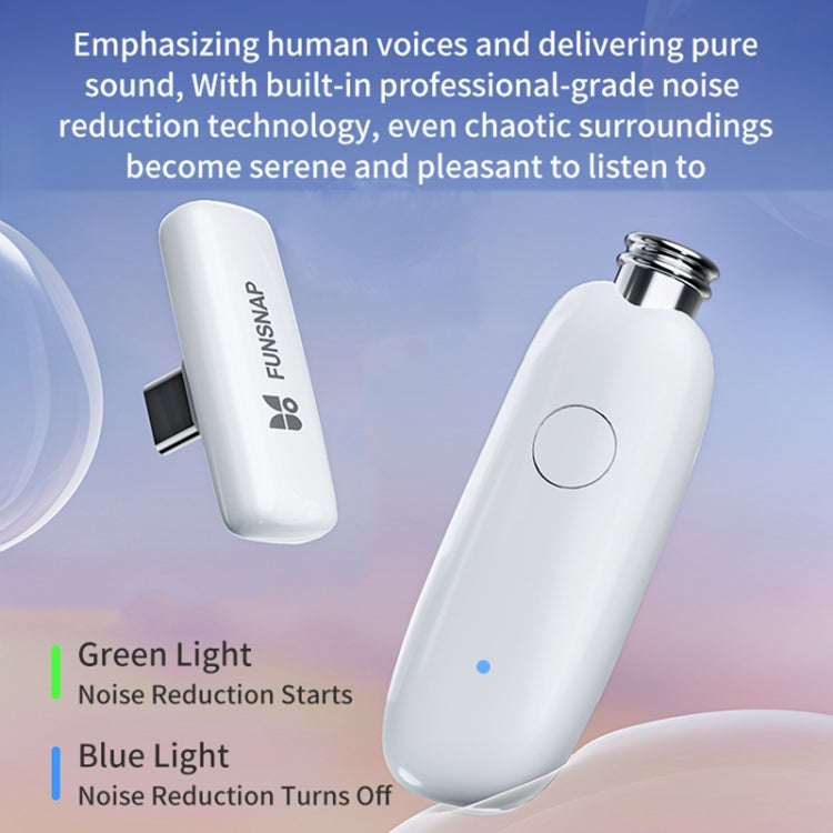 FUNSNAP M3 Digital Audio Wireless Microphone Mic Tok with Monitoring Earphones, Version:Type-C(Wh...