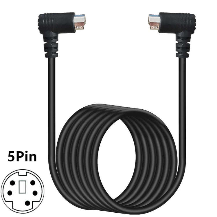Mini DIN 5 Pin Core Audio / Video Cable, Length:3m(Male to Female Elbow)