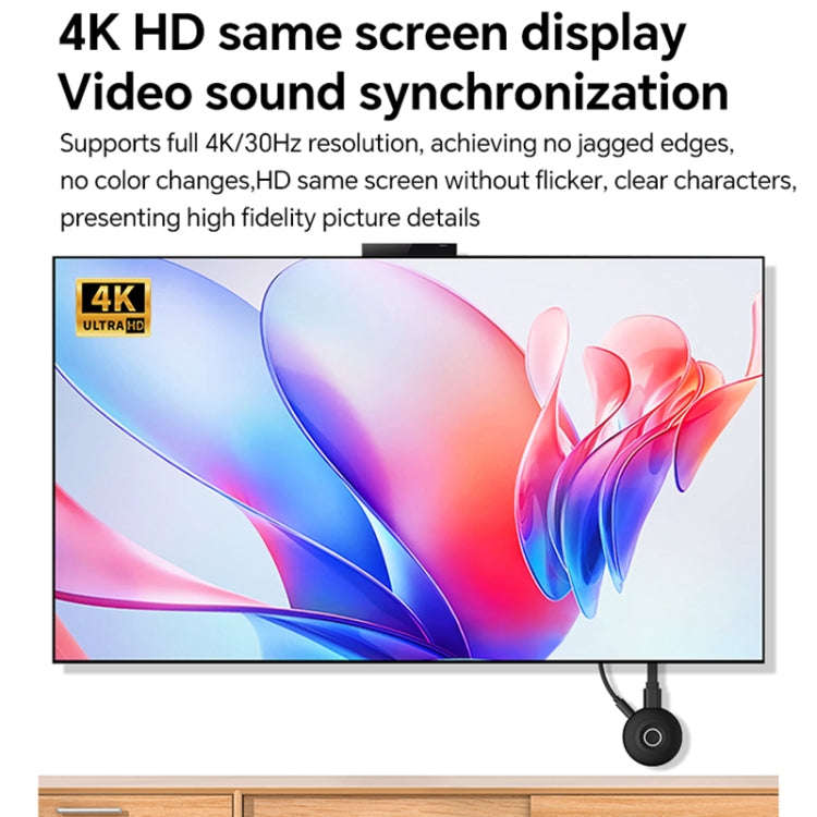 G127 4K 30Hz HD Wireless Display Dongle Adapter Same Screen Device(Black)