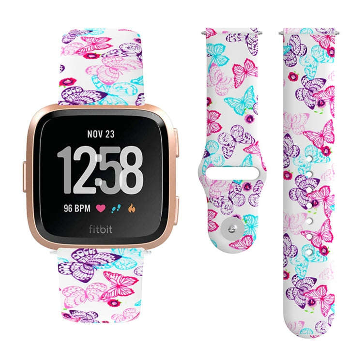For Fitbit Versa 2 / Lite 22mm Reverse Buckle Printed Silicone Watch Band(Butterfly)
