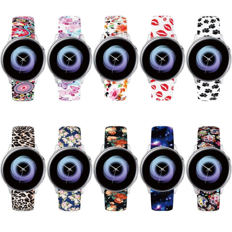 For Samsung Galaxy Active2 20mm Reverse Buckle Printed Silicone Watch Band(Birds And Flowers)