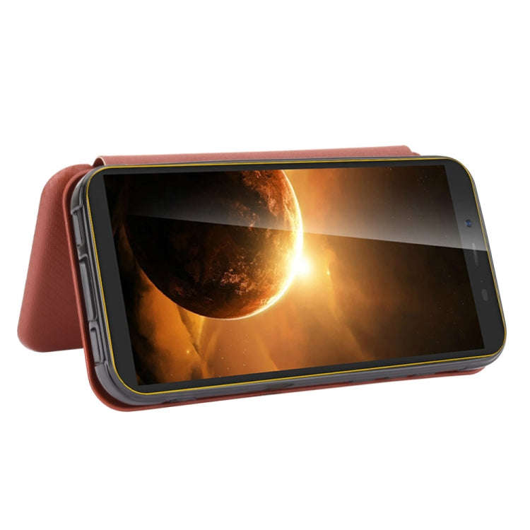 For Blackview BV5500 / BV5500 Pro / BV5500 Plus Carbon Fiber Texture Horizontal Flip TPU + PC + P...
