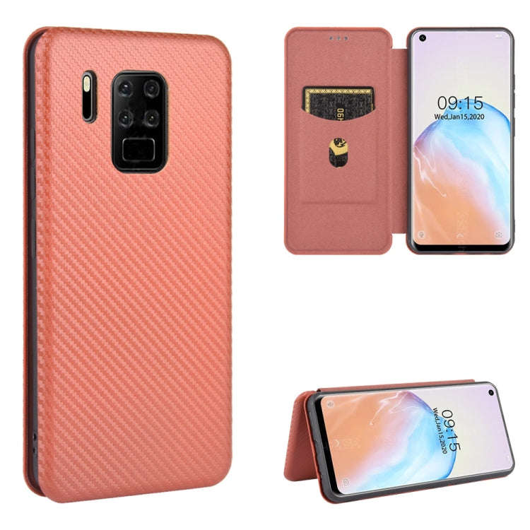 For Oukitel C18 Pro Carbon Fiber Texture Horizontal Flip TPU + PC + PU Leather Case with Card Slo...