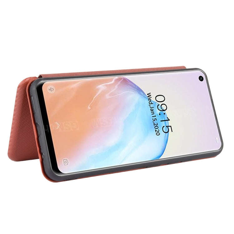 For Oukitel C18 Pro Carbon Fiber Texture Horizontal Flip TPU + PC + PU Leather Case with Card Slo...