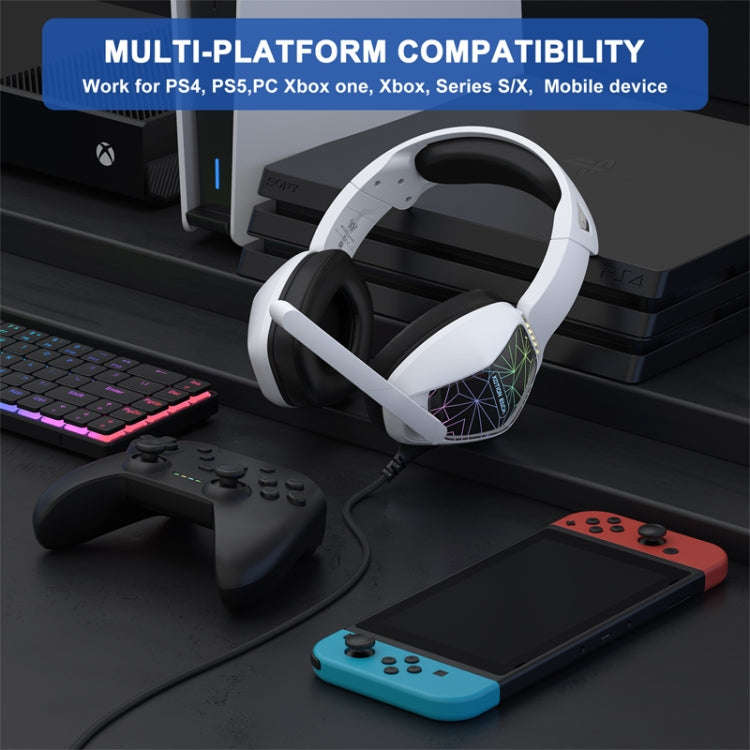 KOTION EACH G6000 On-Ear Gaming Headset with Mic, Length: About 2.1m(Black White)