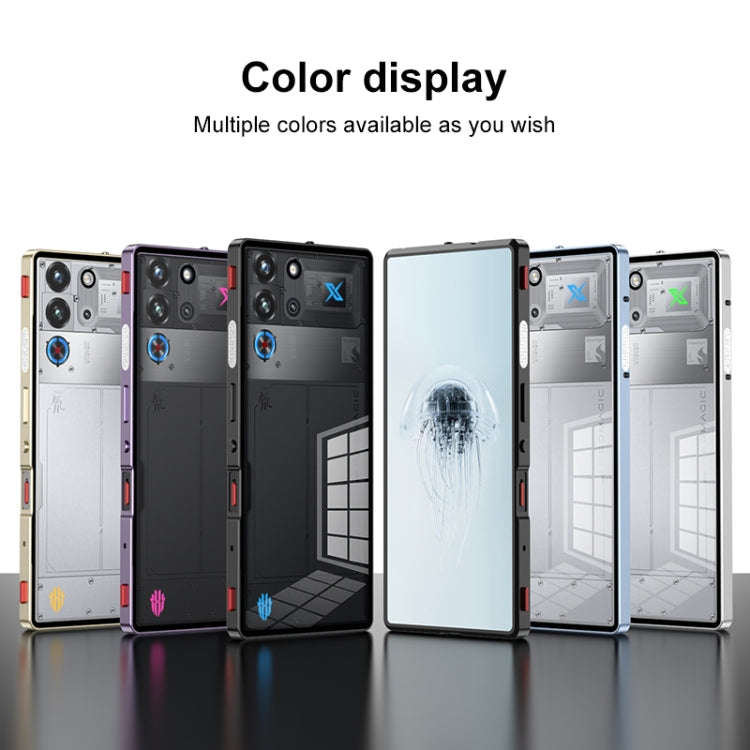 For ZTE nubia Red Magic 10 Pro / 10 Pro+ Snap Buckle Metal Frame Glass Back Panel Phone Case(Black)