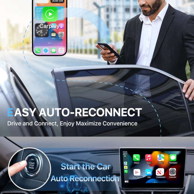 USB Interface Wired to Wireless Car CarPlay Adapter(Black)