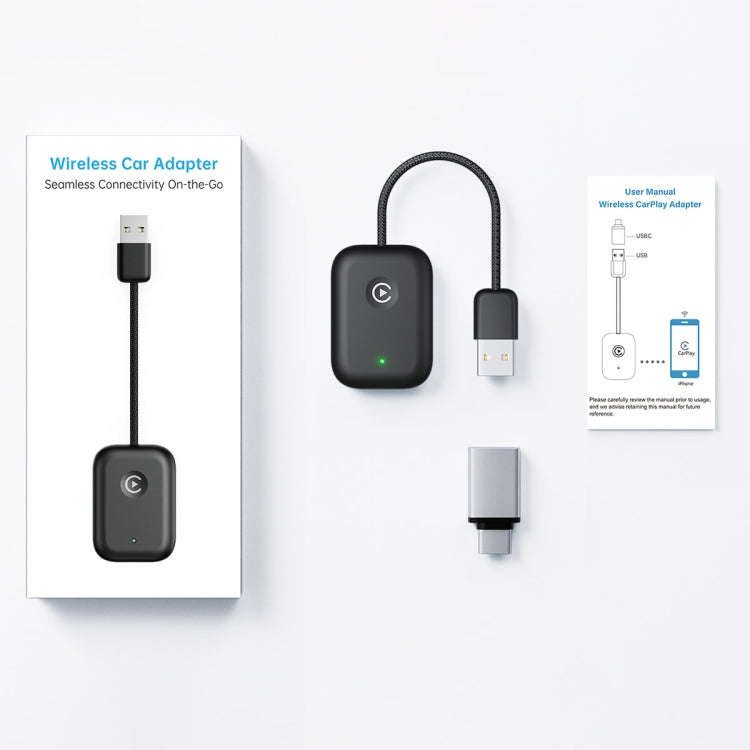 USB Interface Wired to Wireless Car CarPlay Adapter(Black)