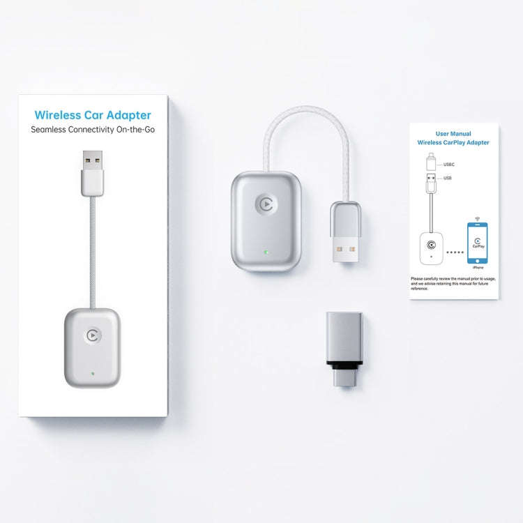 USB Interface Wired to Wireless Car CarPlay Adapter(Silver)