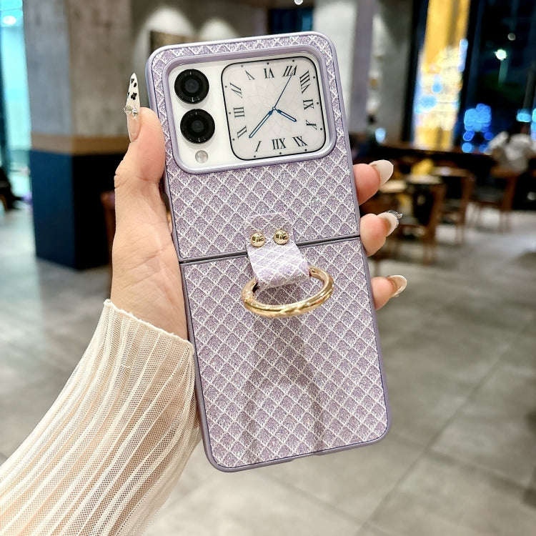 For Huawei nova Flip Sparkling Diamond Rhombus PC Phone Case with Ring(Purple)