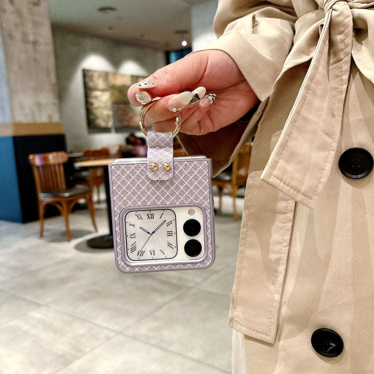 For Huawei nova Flip Sparkling Diamond Rhombus PC Phone Case with Ring(Purple)