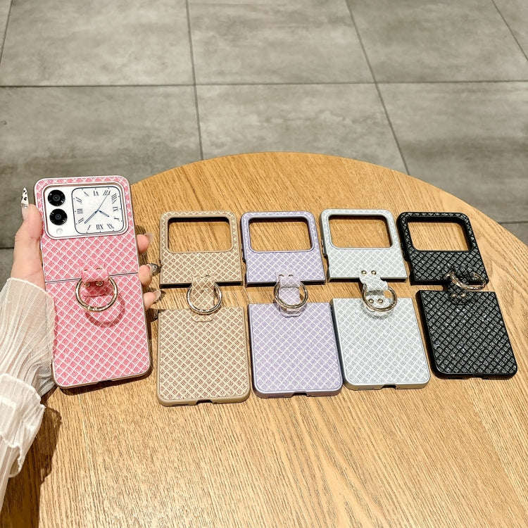For Huawei nova Flip Sparkling Diamond Rhombus PC Phone Case with Ring(Purple)