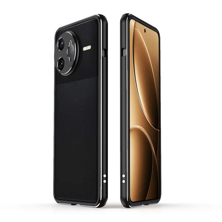For Redmi K80 Pro Aurora Series Lens Protector + Metal Frame Phone Case(Black Silver)