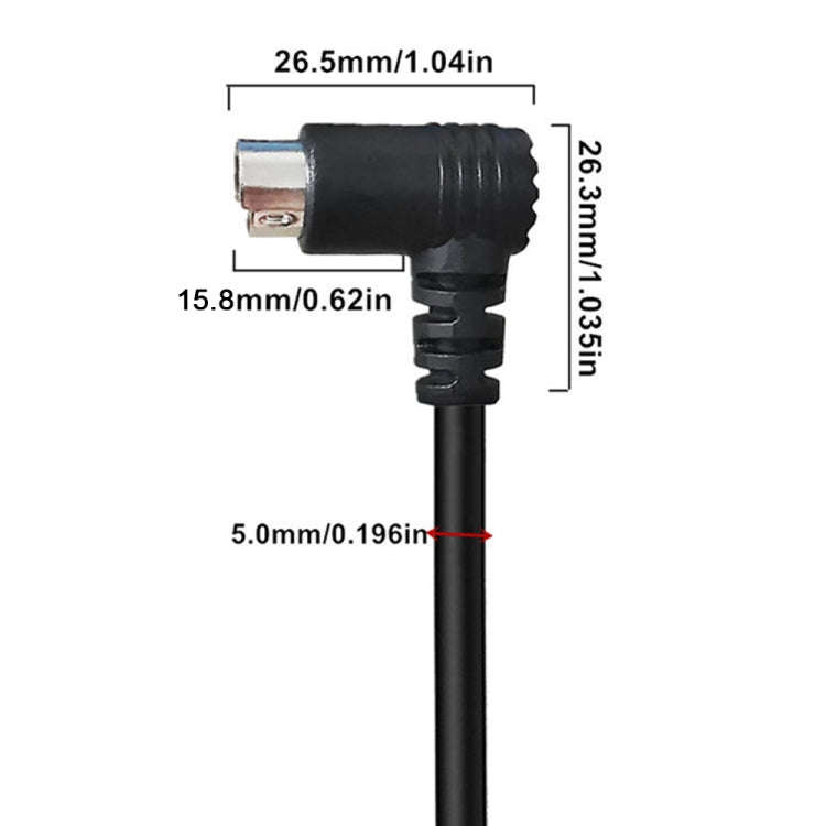 Mini DIN 6 Pin Core Extension Cable, Length:3m(Male to Male Elbow)