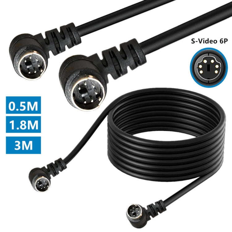 Mini DIN 6 Pin Core Extension Cable, Length:3m(Male to Male Elbow)