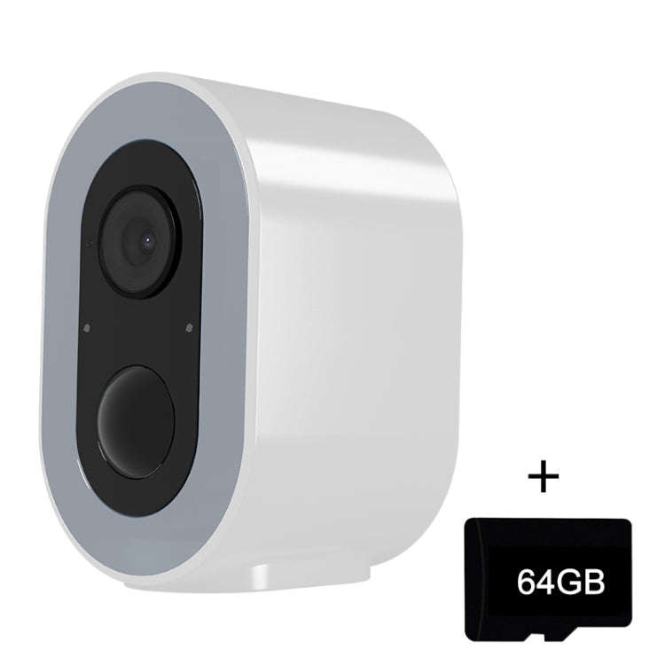 WiFi Tuya Smart Version HD Low Power Consumption Battery Camera, EU Plug, Memory Card:64GB(White)
