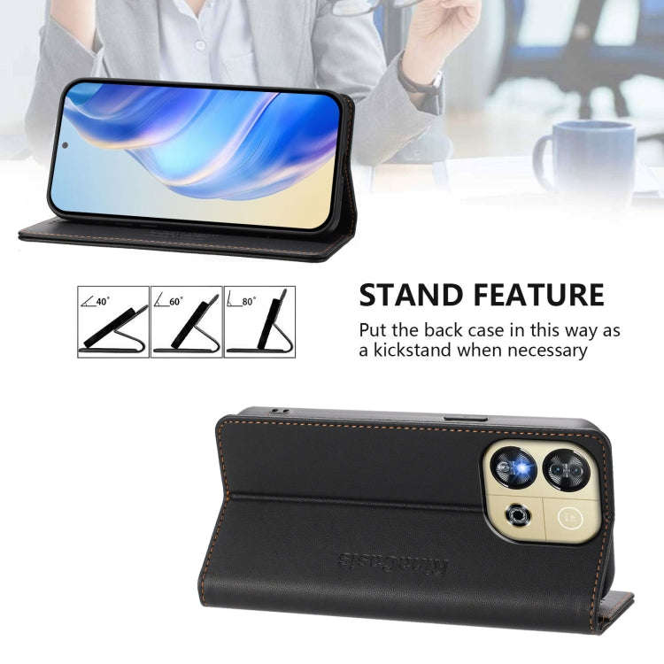 For Oukitel C57 / C57S / C57 Pro RC01 Dual-Folded Magnetic Suction RFID Leather Phone Case(Black)