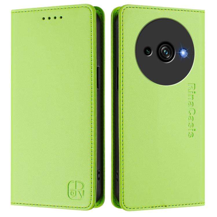 For Oukitel C59 / C59 Pro RC01 Dual-Folded Magnetic Suction RFID Leather Phone Case(Grass Green)