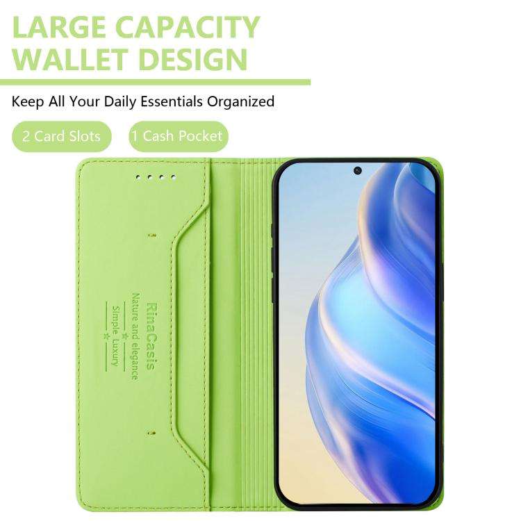 For Oukitel C59 / C59 Pro RC01 Dual-Folded Magnetic Suction RFID Leather Phone Case(Grass Green)